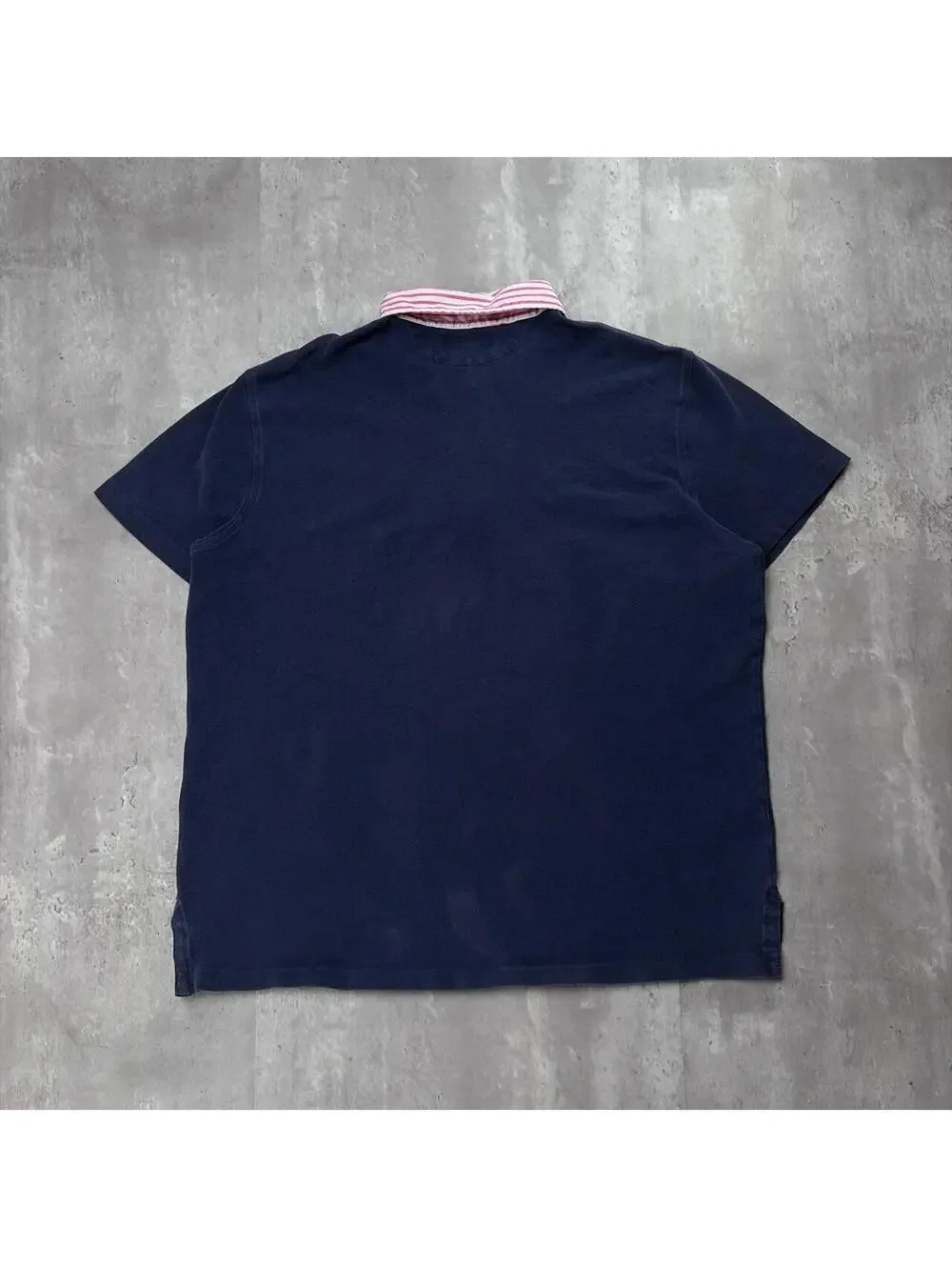 Vintage 90s Navy Polo Ralph Lauren Striped Collar Polo Shirt